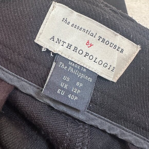 ANTHROPOLOGIE The Essential Trouser Flare Leg Size 8 Black - Picture 10 of 13